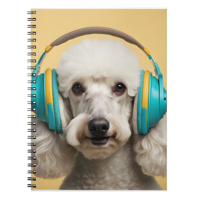 Caderno Espiral Fones de ouvido de veste de poodle (Frente)