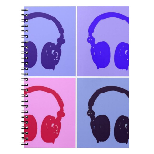 Caderno Espiral Fones de ouvido pop (Frente)