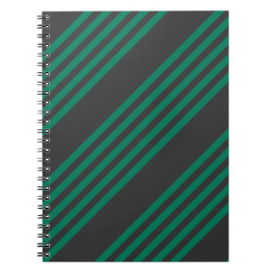 Caderno Espiral Forest green and charcoal fives stripe pattern