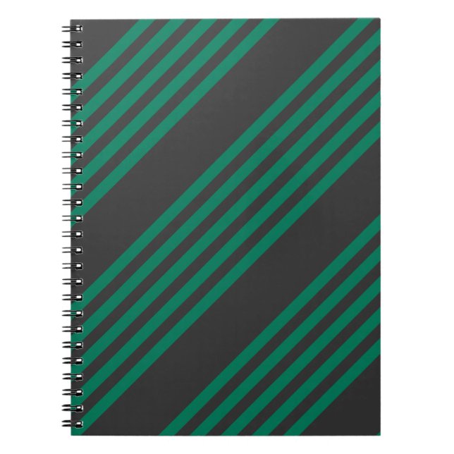 Caderno Espiral Forest green and charcoal fives stripe pattern (Frente)
