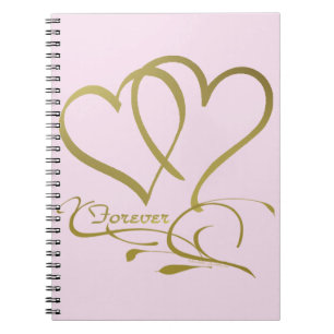 Caderno Espiral Forever Corações Douradas cores de fundo editáv