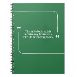 Caderno Espiral Forgetful People Retention Quote Emerald Green