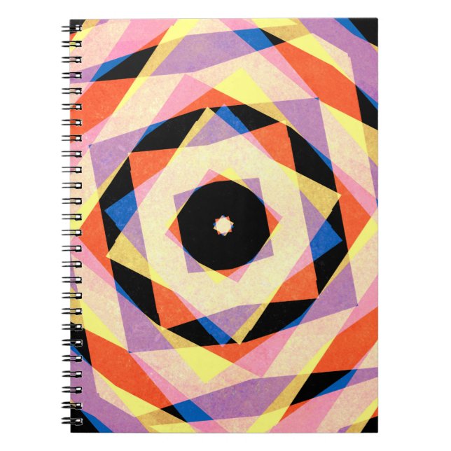 Caderno Espiral Forma de diamante striped mulicolada em background (Frente)