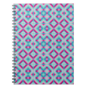 Caderno Espiral Forma geométrica da abstração turquesa rosa azul e