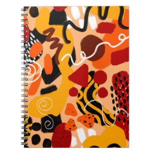 Caderno Espiral Forma Geométrica de Desenho de Mão abstrato