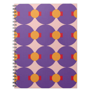 Caderno Espiral Forma geométrica padrão retrô design vintage abstr
