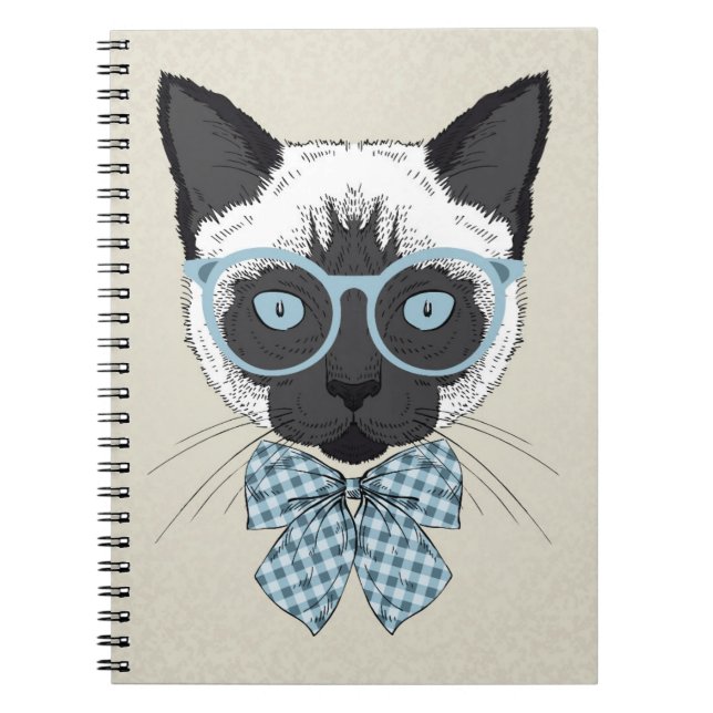 Caderno Espiral Forma Smart do gato Siamese (Frente)