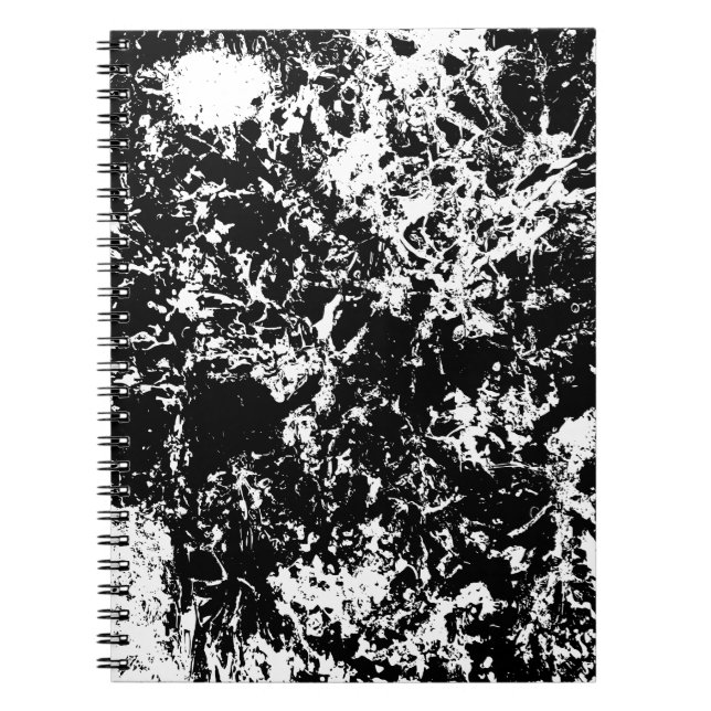 Caderno Espiral Formação de gelo Abstrato a preto e branco (Frente)
