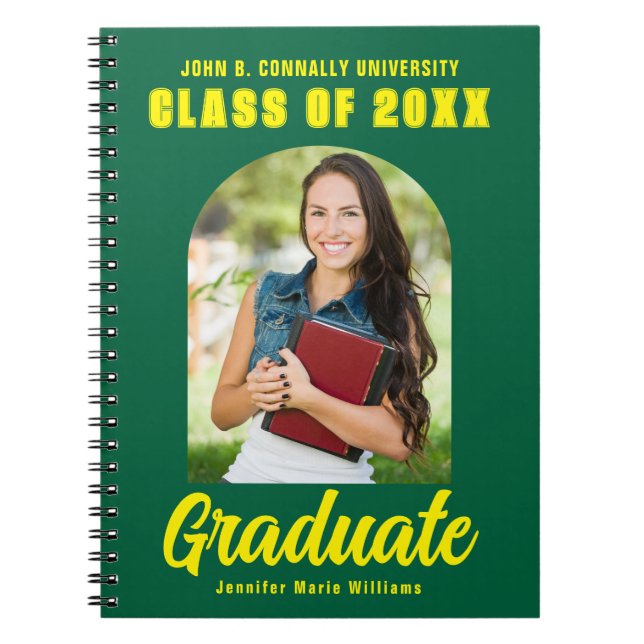 Caderno Espiral Formando Verde Yellow Photo Graduation Keepsaet (Frente)