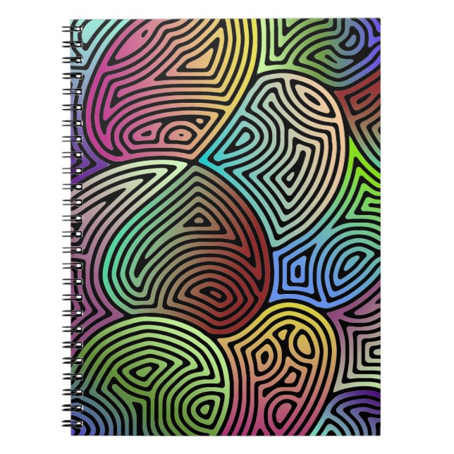 Caderno Espiral formas abstrato assimétricas coloridas (Frente)