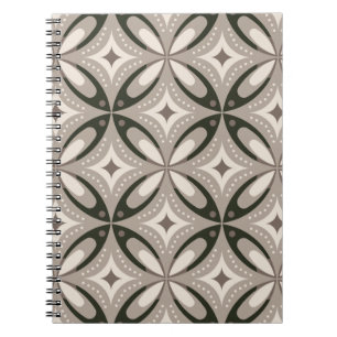 Caderno Espiral Formas circulares retrô bege e marrom