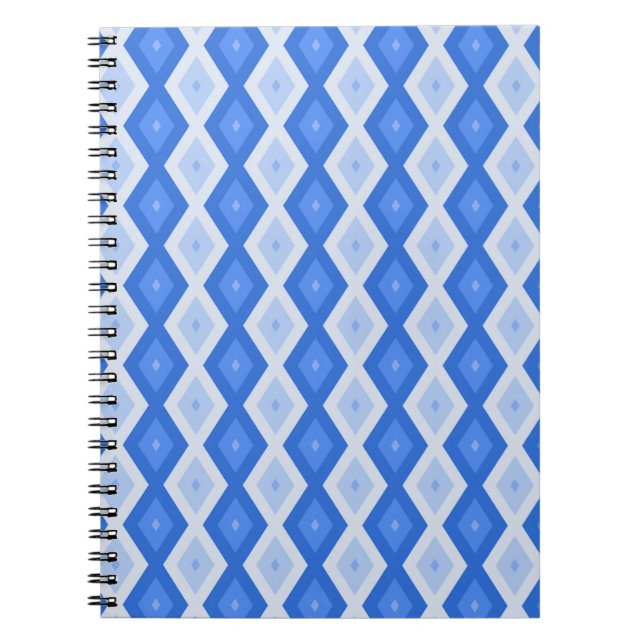 Caderno Espiral Formas de diamante azul (Frente)