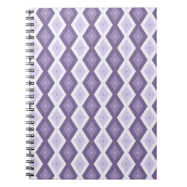 Caderno Espiral Formas de diamante de lavanda (Frente)
