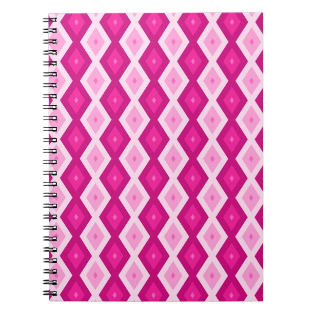 Caderno Espiral Formas de diamante fuchsia (Frente)