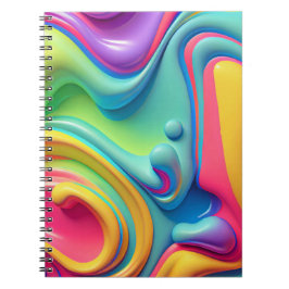 Caderno Espiral Formas de Fluido Arco-Íris Plástico