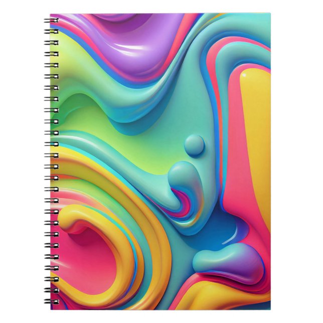 Caderno Espiral Formas de Fluido Arco-Íris Plástico (Frente)