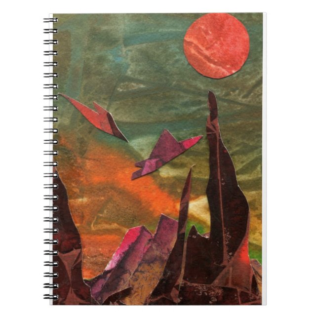 Caderno Espiral Formas de vida alienígena de "Aves-Fogo" do Sci-Fi (Frente)