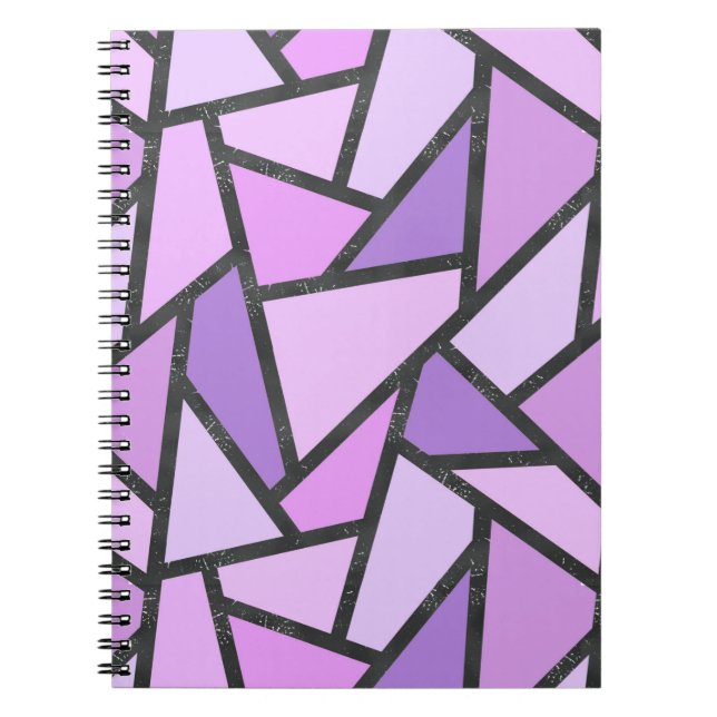 Caderno Espiral Formas de vidro lilás manchado (Frente)