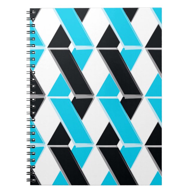 Caderno Espiral Formas geométricas azuis, arrojadas, legal e tranç (Frente)