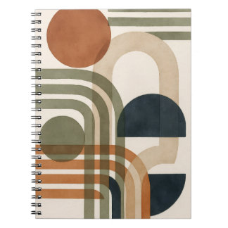 Caderno Espiral Formas Geométricas do Tom da Terra abstrato