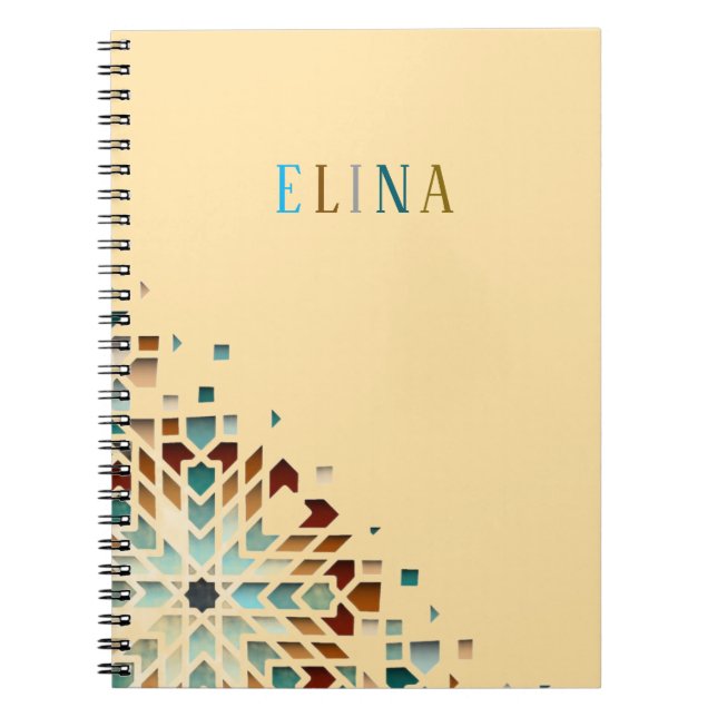 Caderno Espiral Formas Geométricas Pastel Lindas Nome Personalizad (Frente)