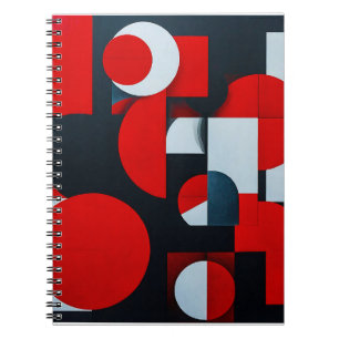 Caderno Espiral Formas geométricas vermelhas