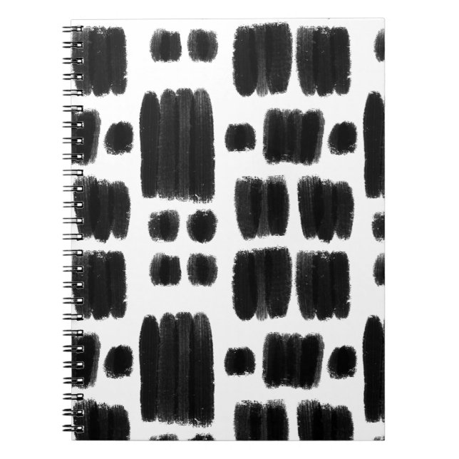 Caderno Espiral Formas pintadas em preto e branco (Frente)