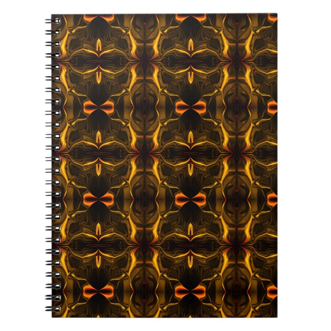 Caderno Espiral Formas, "traços dourados flutu am' em esboços. (Frente)