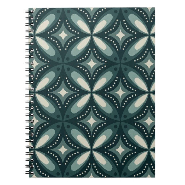 Caderno Espiral formas verdes retrô (Frente)