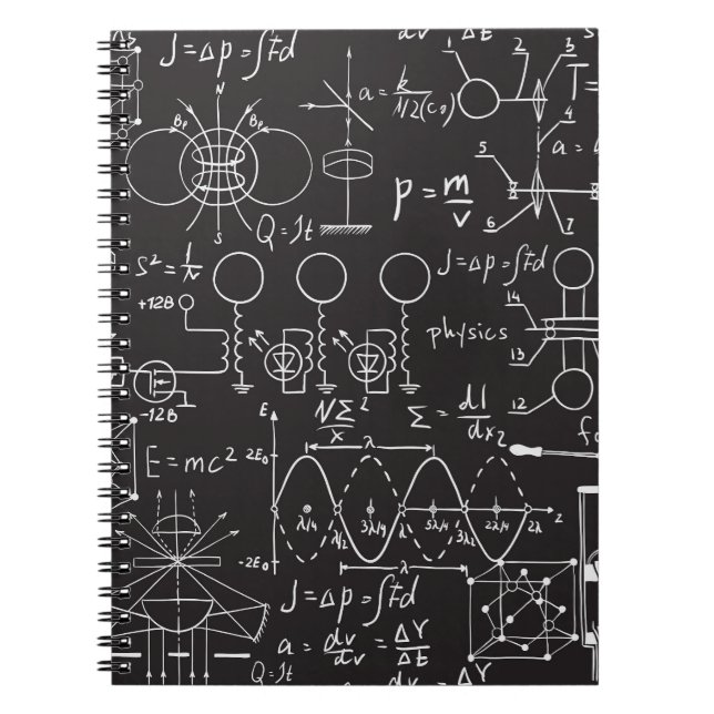 Caderno Espiral Fórmulas Científicas: Padrão de Cálculos do Quadro (Frente)