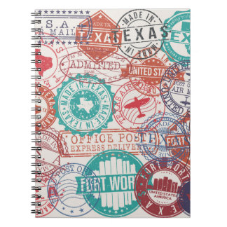 Caderno Espiral Fort Worth Texas: selos de viagem.