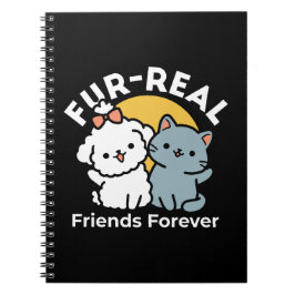Caderno Espiral Fortes Amigos Para Sempre | Gato e Cão Cachorro Du