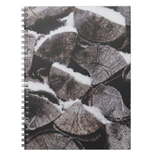 Caderno Espiral Foto aproximada da pilha de lenha