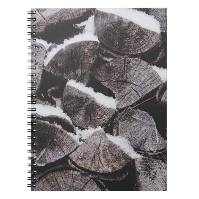 Caderno Espiral Foto aproximada da pilha de lenha (Frente)