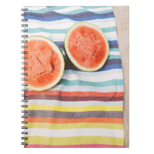Caderno Espiral Foto aproximada de frutas de melancia de fatia no