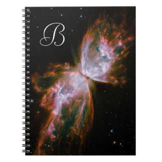 Caderno Espiral Foto Celestial da Nebulosa da Borboleta Monogramad