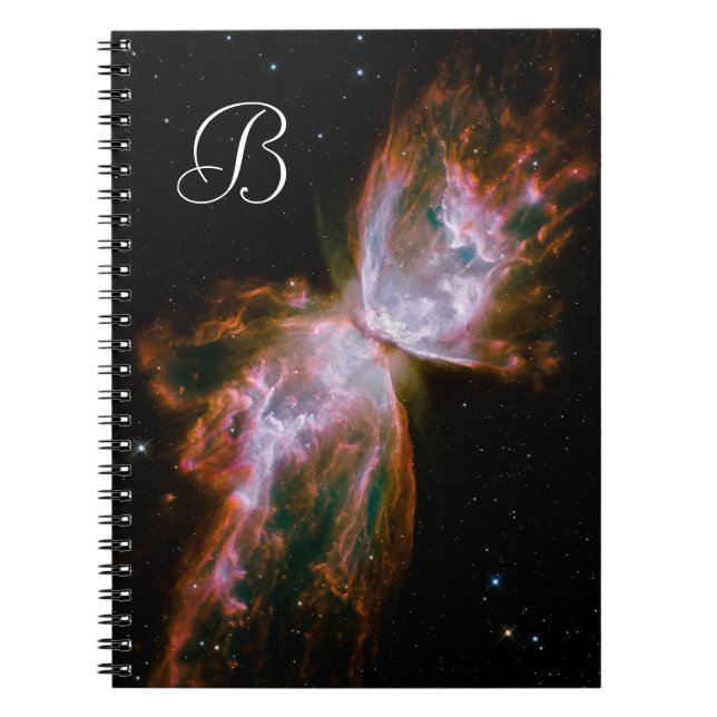 Caderno Espiral Foto Celestial da Nebulosa da Borboleta Monogramad (Frente)