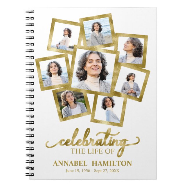 Caderno Espiral Foto Collage Memorial Funeral Guest Book (Frente)