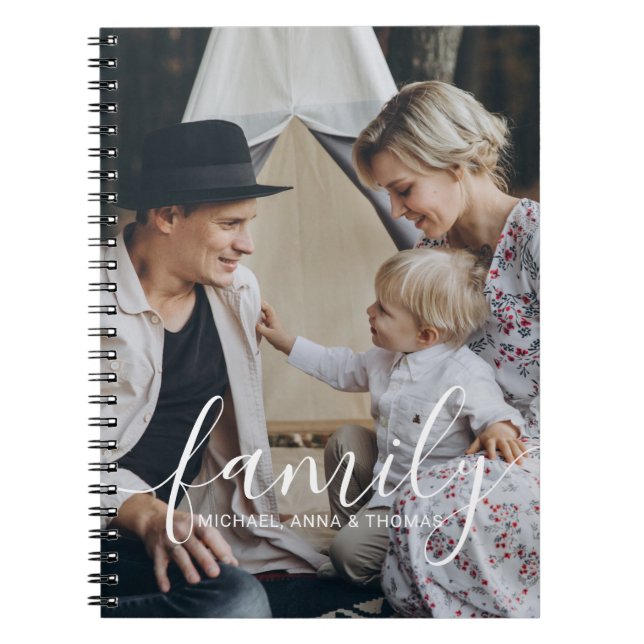 Caderno Espiral Foto da família personalizada com nome personaliza (Frente)