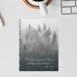 Caderno Espiral Foto da Floresta Selvagem com Citação de John Muir