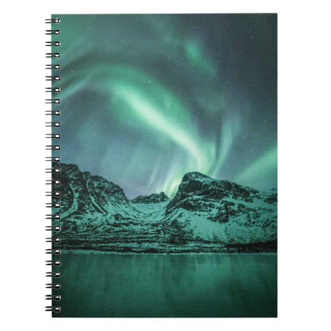 Caderno Espiral Foto da natureza da luz do norte (Frente)