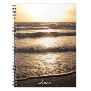 Caderno Espiral Foto da vista para o mar da praia do nascer do sol