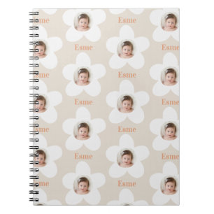 Caderno Espiral Foto: daisy boho retro terracotta