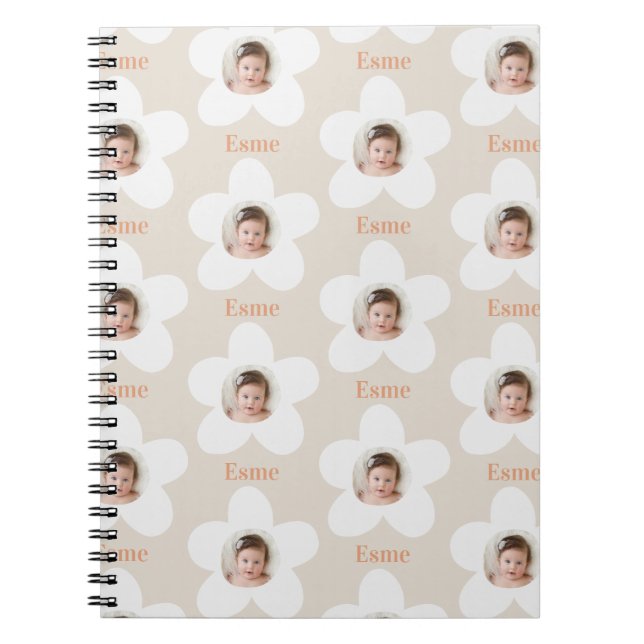 Caderno Espiral Foto: daisy boho retro terracotta (Frente)
