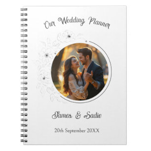 Caderno Espiral Foto de Anemone no Planejador de Casamento Branco