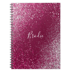 Caderno Espiral Foto de Burgundy e Silver Glitter