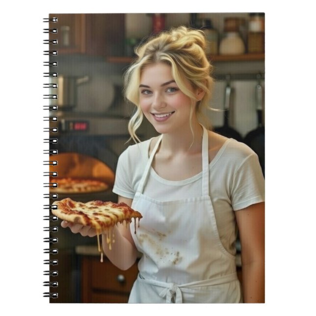 Caderno Espiral Foto de comer pizza personalizar (Frente)