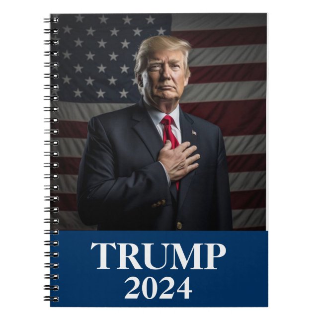 Caderno Espiral Foto de Donald Trump - Excelente Trump 2024 Keep A (Frente)