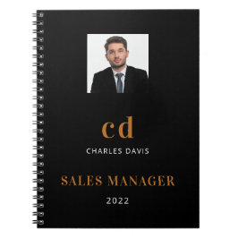 Caderno Espiral Foto de iniciais do nome ouro preto negócios