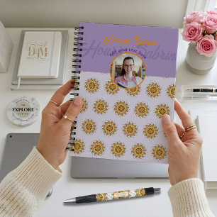 Caderno Espiral Foto de Mandala Floral Laranja Blush 3D Moderna em
